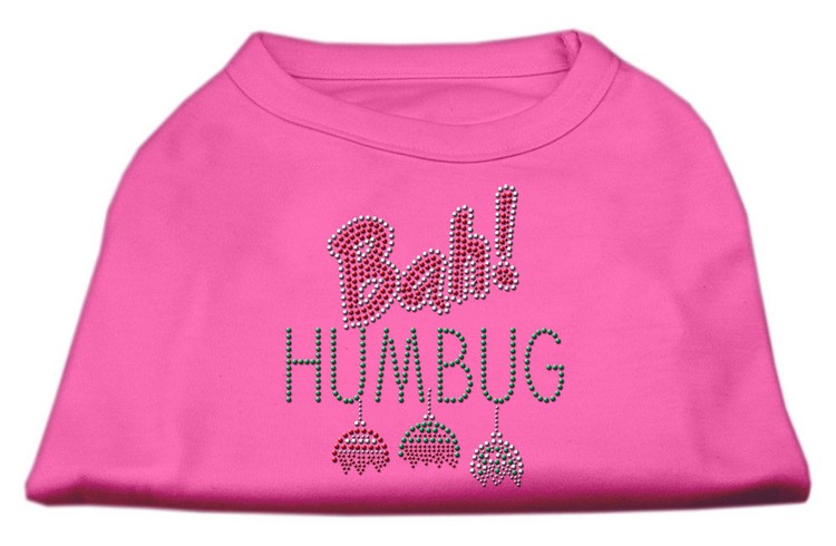 Bah Humbug Rhinestone Dog Shirt Bright Pink XS